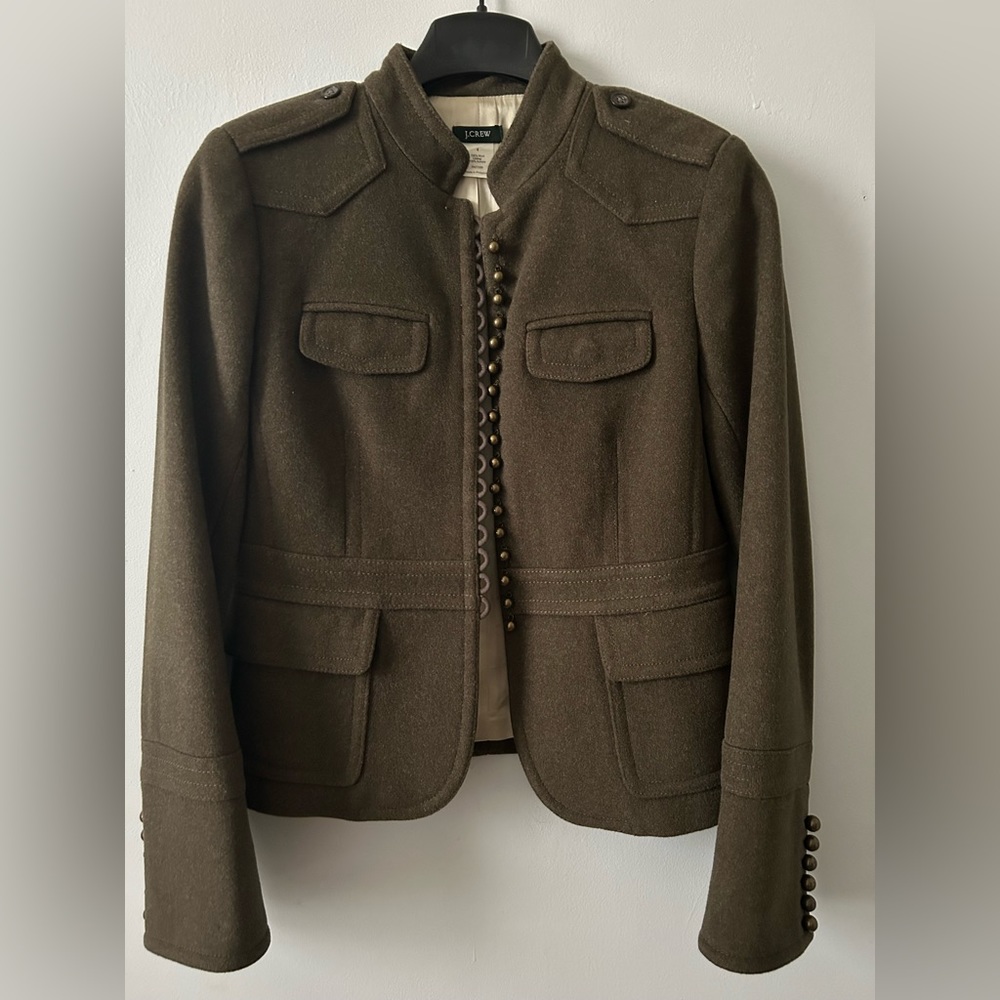 J Crew Women’s Wool Coat, Olive Green, Size 4